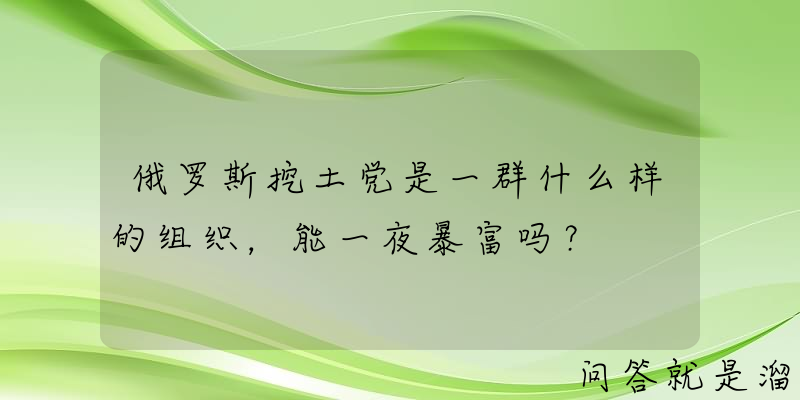 俄罗斯挖土党是一群什么样的组织，能一夜暴富吗？