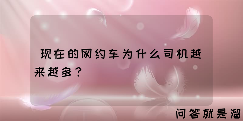 现在的网约车为什么司机越来越多？