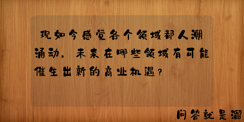 现如今感觉各个领域都人潮涌动，未来在哪些领域有可能催生出新的商业机遇？