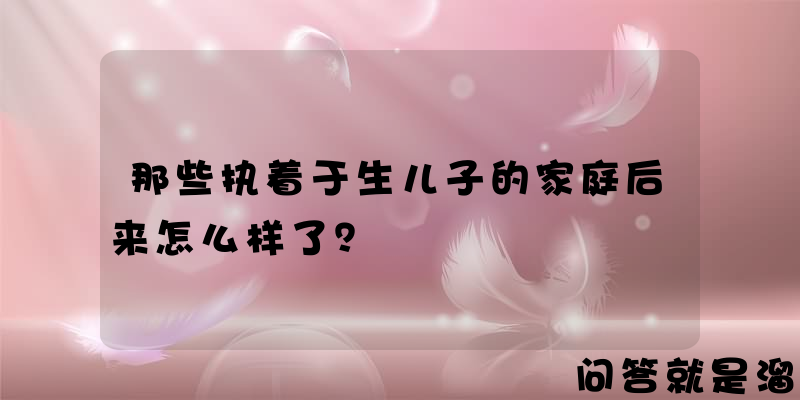 那些执着于生儿子的家庭后来怎么样了？